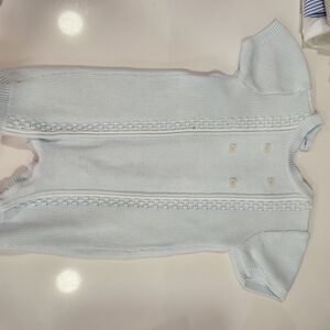 Light Blue Knit Baby Romper emile et rose 6m